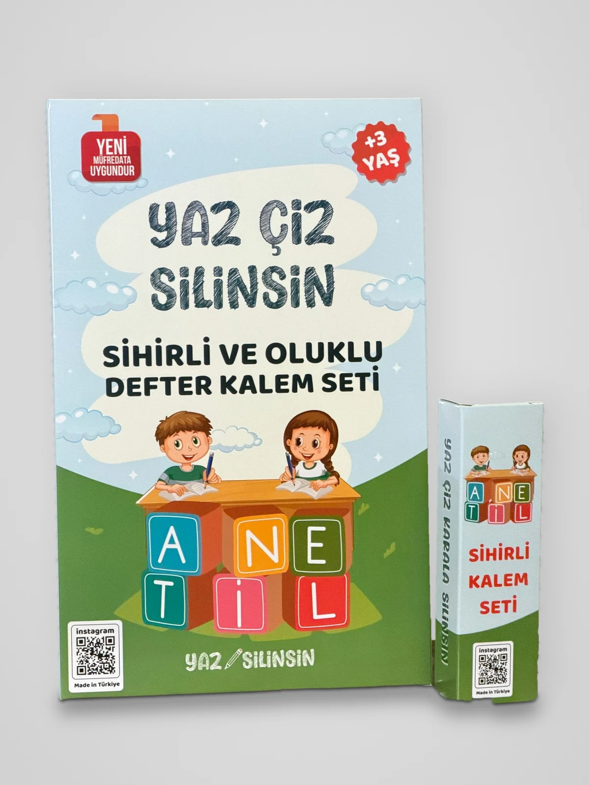 Yaz Çiz Silinsin sihirli ve oluklu defter kalem seti kutusu ve sihirli kalem kutusu