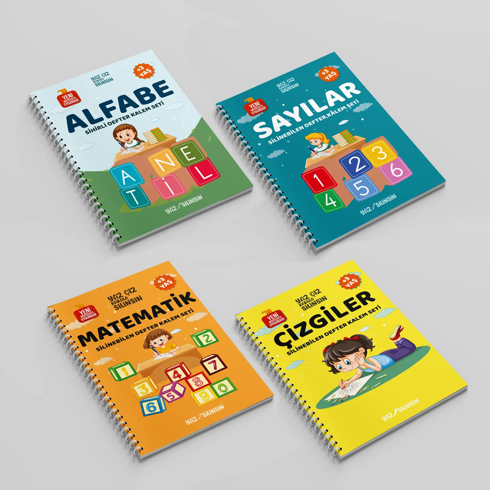 Alfabe, Sayılar, Matematik ve Çizgiler defterleri
