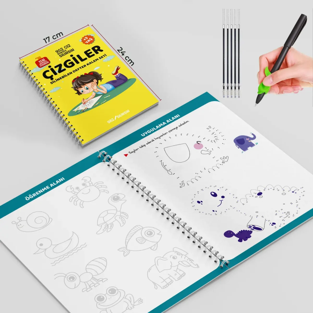 Yaz Silinsin Sihirli ve Oluklu Defter Kalem Seti